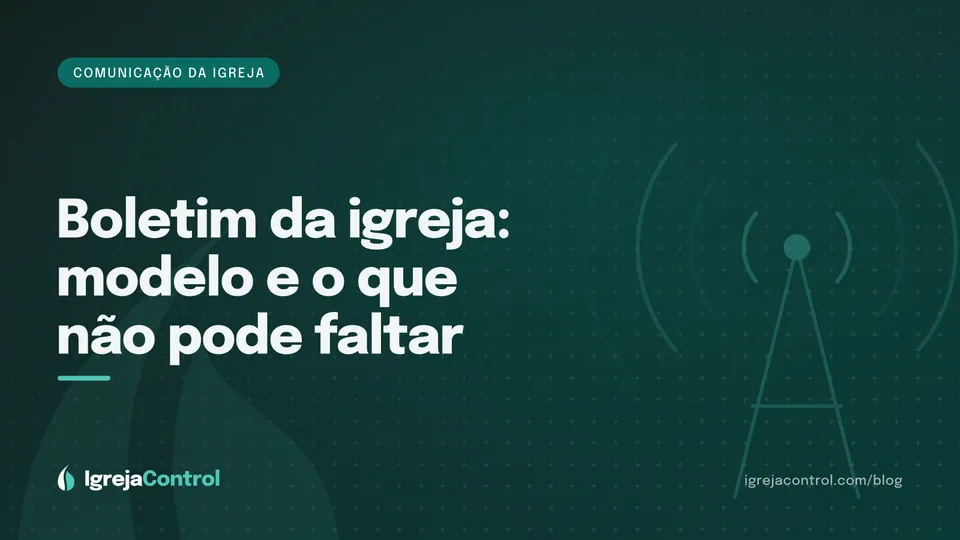Capa do artigo sobre boletim informativo da igreja, com título e ilustração de folheto dobrado em verde-petróleo