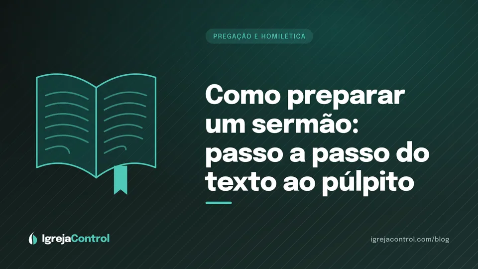 Capa do artigo sobre como preparar um sermão, com título e ilustração abstrata ligada à pregação em verde-petróleo