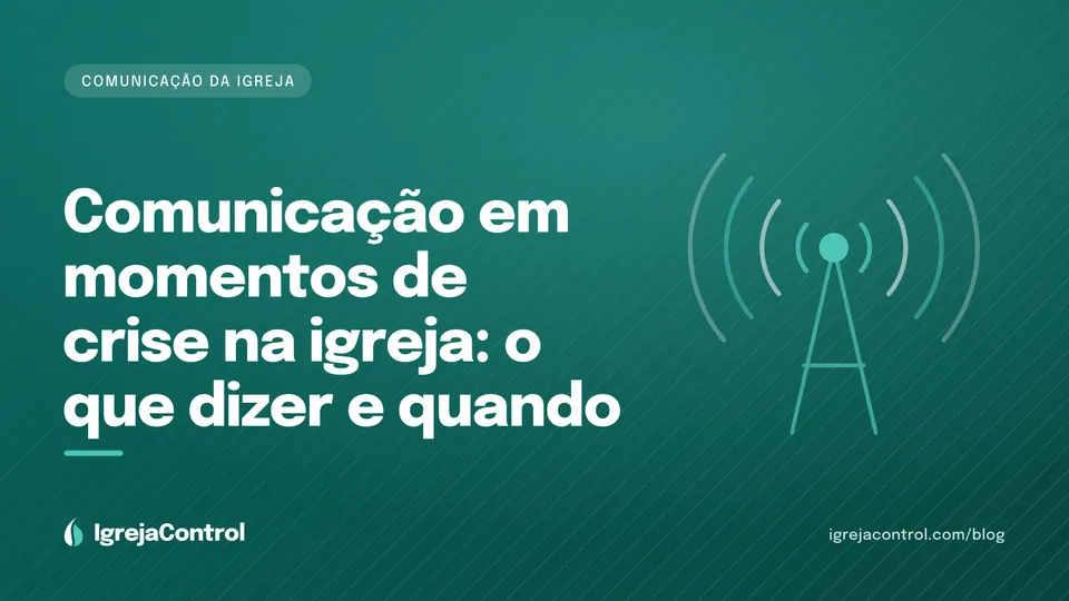 Capa do artigo sobre comunicação de crise na igreja, com título e ilustração de balões de conversa em verde-petróleo