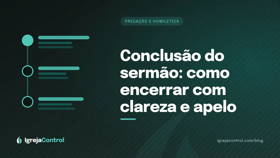Capa do artigo sobre conclusão do sermão, com título e ilustração abstrata ligada à pregação em verde-petróleo
