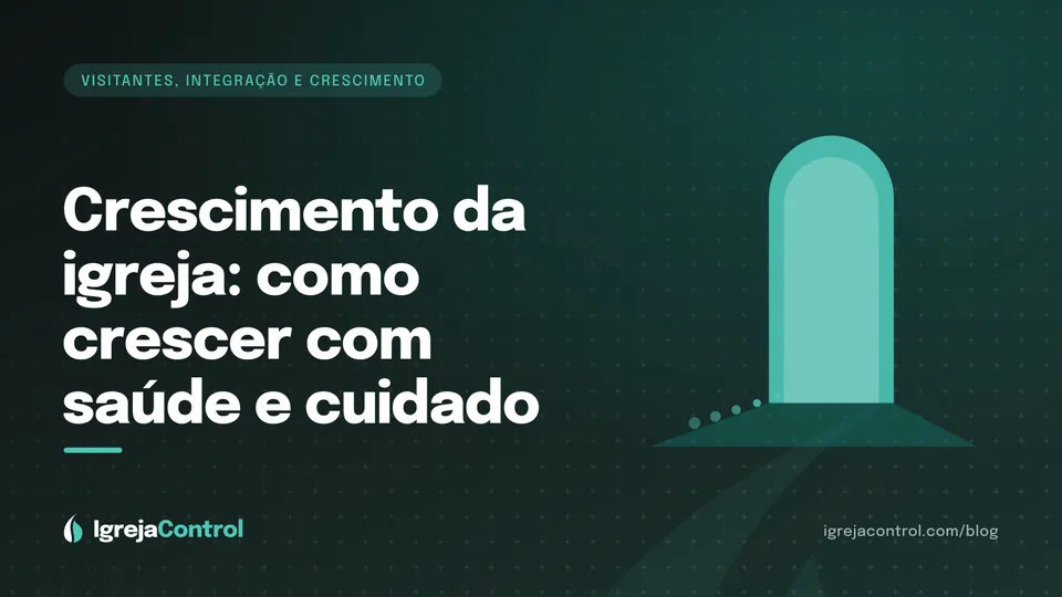 Capa do guia sobre crescimento da igreja com saúde, com título e ilustração de planta e raízes em verde-petróleo