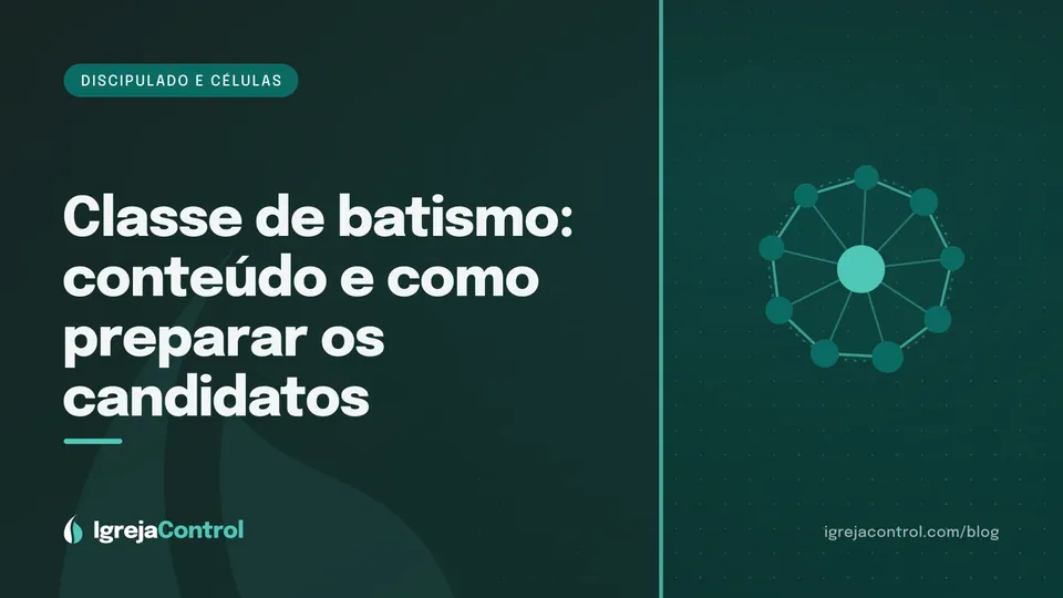 Capa do artigo sobre curso para batismo, com título e ilustração abstrata de água e caminho em verde-petróleo