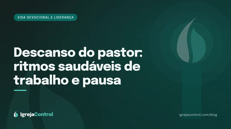 Capa do artigo sobre descanso do pastor, com título e ilustração abstrata de vida devocional em verde-petróleo