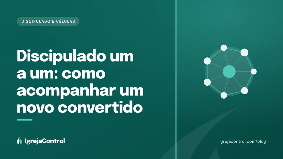 Capa do artigo sobre discipulado para novos convertidos, com título e ilustração de caminho em tons de verde-petróleo