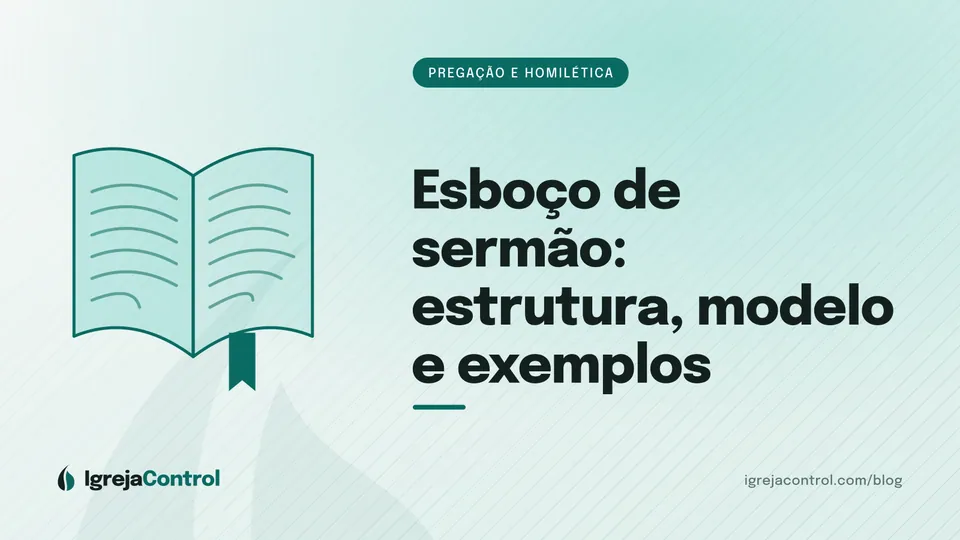 Capa do artigo sobre esboço de sermão, com título e ilustração abstrata ligada à pregação em verde-petróleo