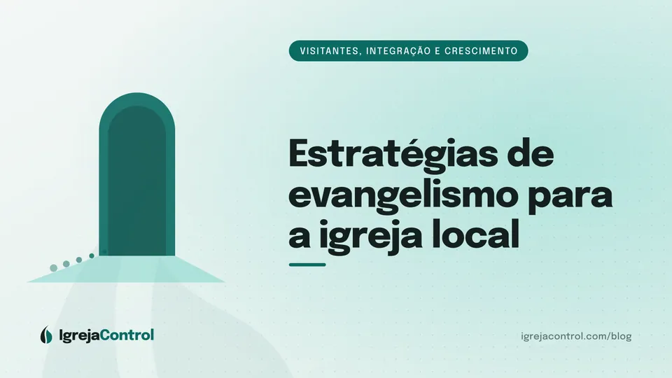Capa do artigo sobre estratégias de evangelismo, com título e ilustração de caminhos e pessoas em tons de verde-petróleo