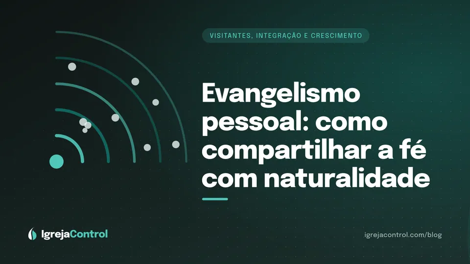 Capa do artigo sobre evangelismo pessoal e como compartilhar a fé, com título e ilustração abstrata em verde-petróleo