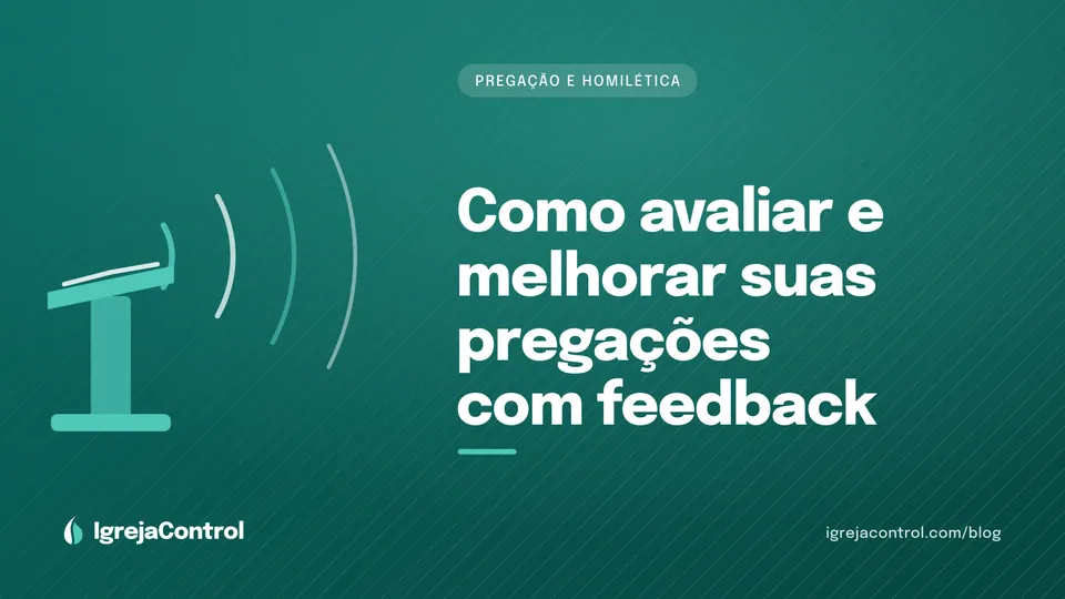 Capa do artigo sobre feedback de pregação e avaliação de sermões, com título e ilustração abstrata em verde-petróleo