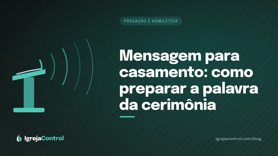 Capa do artigo sobre mensagem para casamento evangélico, com título e ilustração abstrata ligada à pregação em verde-petróleo
