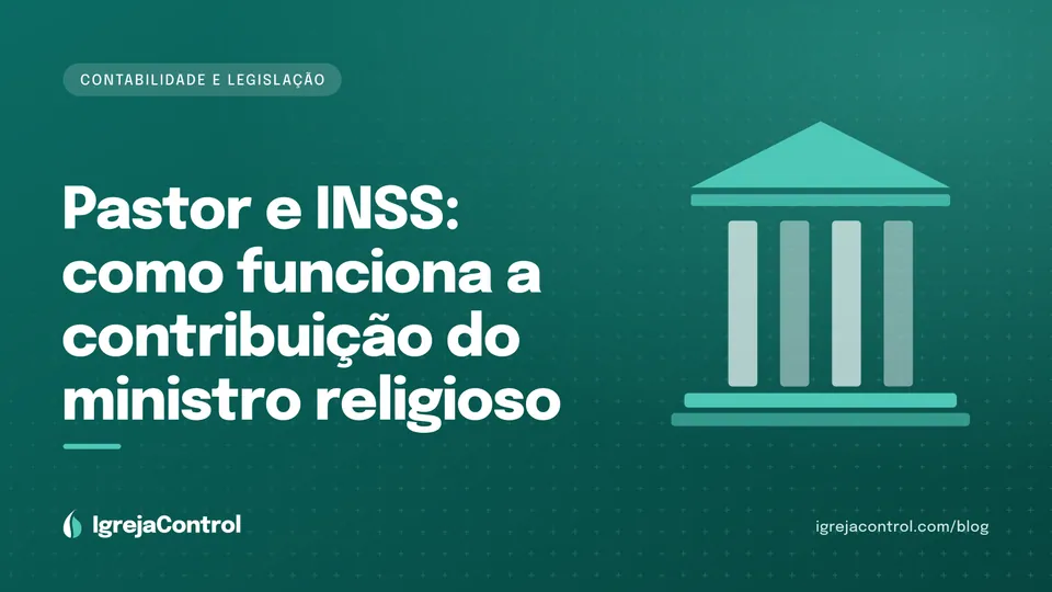 Capa do artigo sobre pastor e INSS, com título e ilustração abstrata ligada à legislação em verde-petróleo