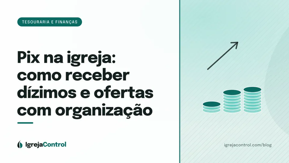 Capa do artigo sobre Pix para igreja, com título e ilustração de gráficos financeiros em tons de verde-petróleo