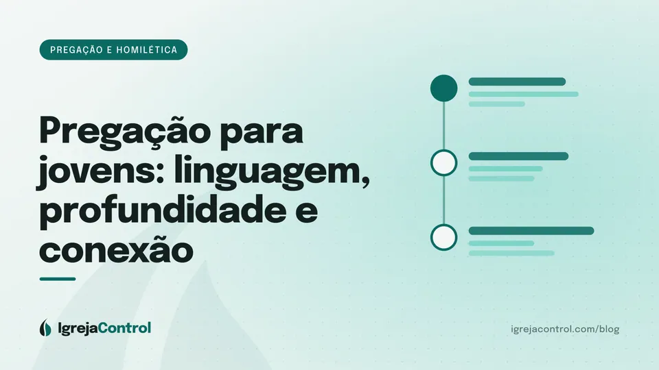 Capa do artigo sobre pregação para jovens, com título e ilustração abstrata ligada à pregação em verde-petróleo