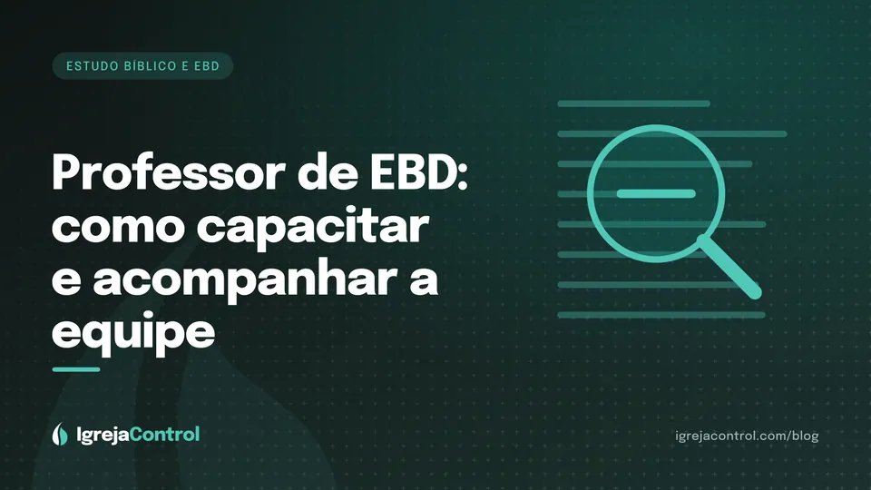 Capa do artigo sobre professor de escola dominical, com título e ilustração abstrata de livro e ensino em verde-petróleo