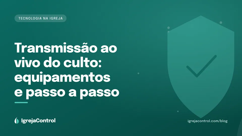 Capa do artigo sobre transmissão ao vivo do culto, com título e ilustração abstrata de tecnologia em verde-petróleo