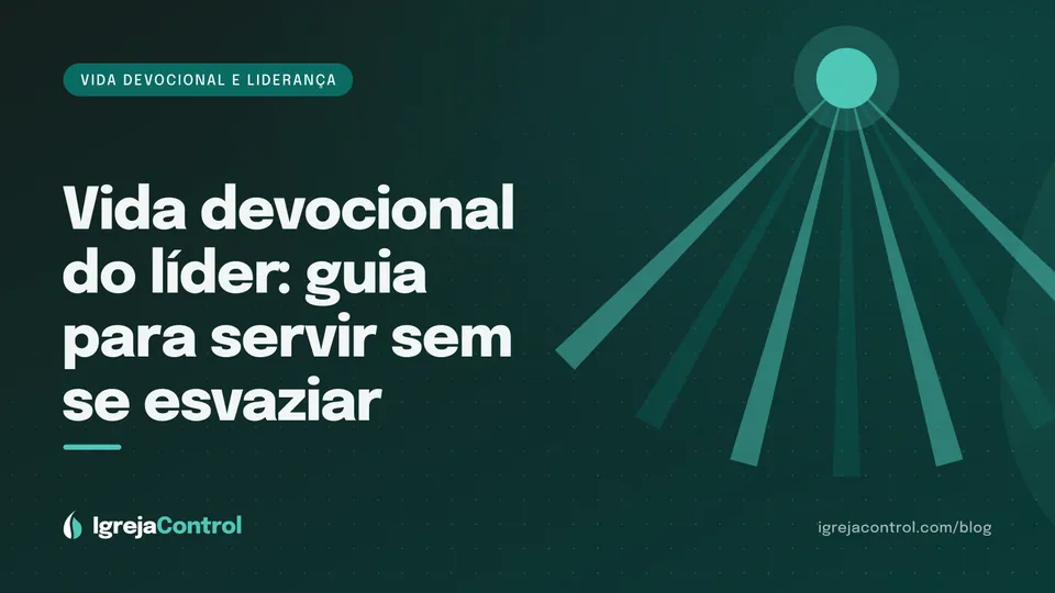 Capa do guia de vida devocional do líder, com título e ilustração de Bíblia aberta e luz suave em verde-petróleo