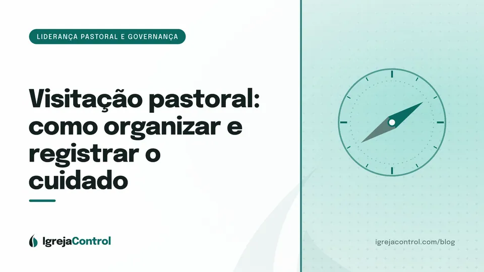 Capa do artigo sobre visitação pastoral, com título e ilustração ligada ao cuidado pastoral em tons de verde-petróleo